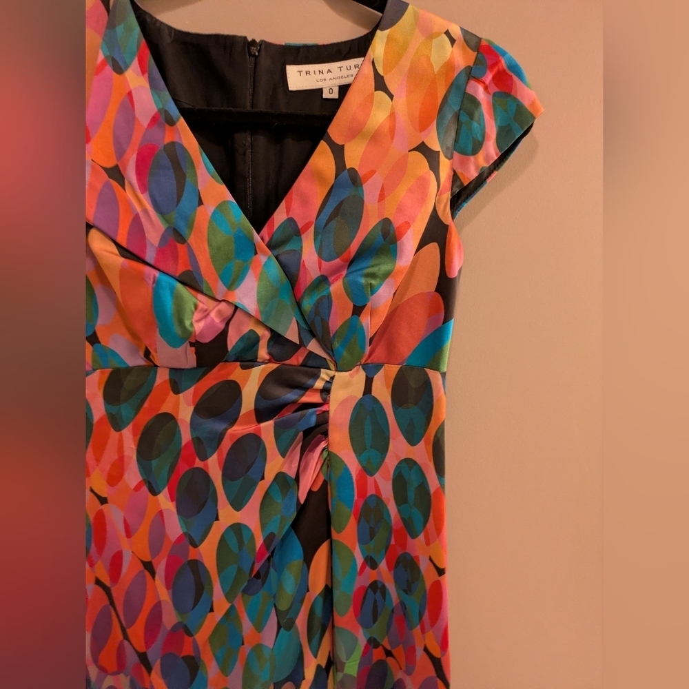 Trina Turk Silk Midi Dress 0 - Picture 4 of 11